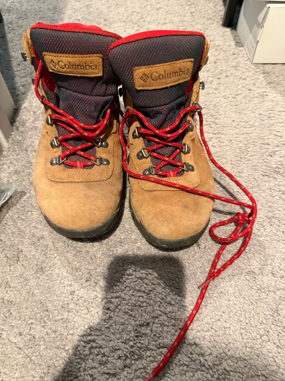 Columbia Brown and Red Suede Hiking Ankle Boots
